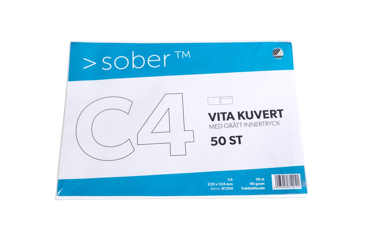 Kirjekuori Valkoinen C4 90g Liimattu 50 kpl