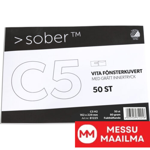 Kirjekuori C5 H2 80g liimattu 50 kpl