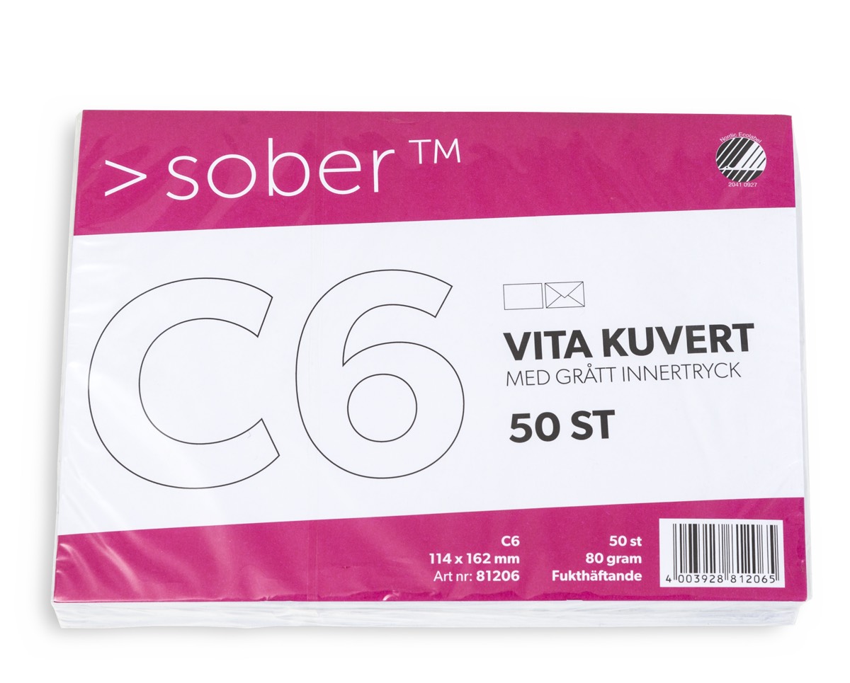 Kirjekuori C6 80g liimattu 50 kpl