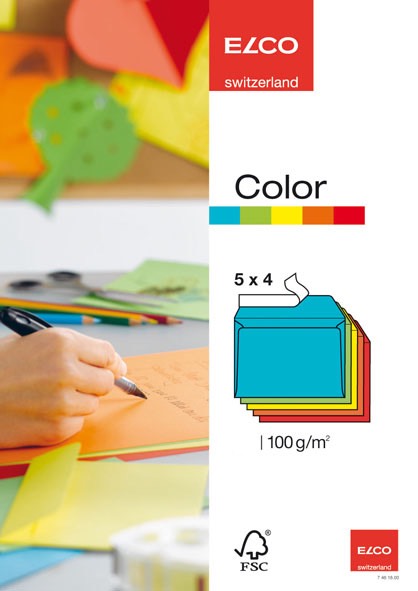 Kirjekuori Elco Color Mix Five Colors C6 100g Peel & Seal 20 kpl