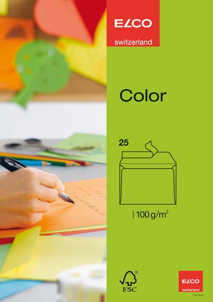 Kirjekuori Elco Color Bright Green C6 100g Peel & Seal 25 kpl
