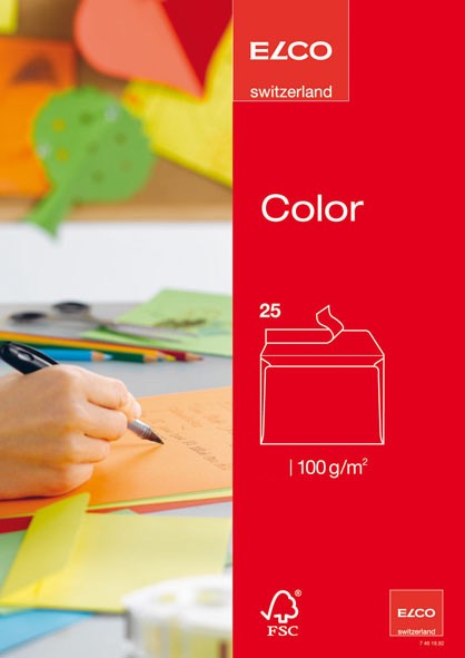 Kirjekuori Elco Color Bright Red C6 100g Peel & Seal 25 kpl