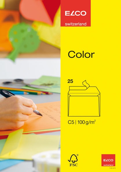 Kirjekuori Elco Color Bright Yellow C5 100g Avattava ja suljettava 25 kpl