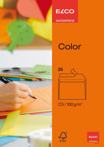Kirjekuori Elco Color Orange C5 100g Peel & Seal 25 kpl